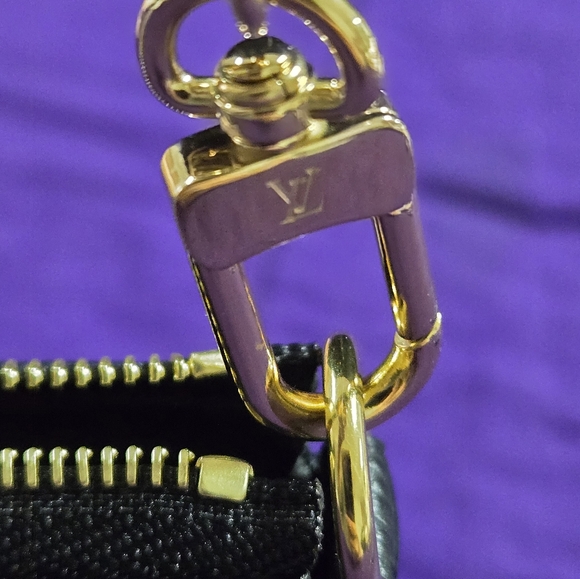 EUC LOUIS VUITTON EMPRIENTE BLACK WITH WHITE MONOGRAM LEATHER POUCHETTE - Picture 7 of 8